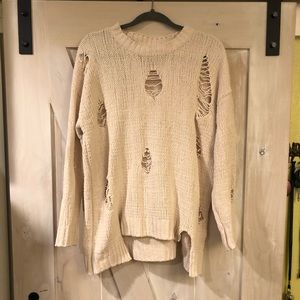 A Comfy Distressed Cream Sweater